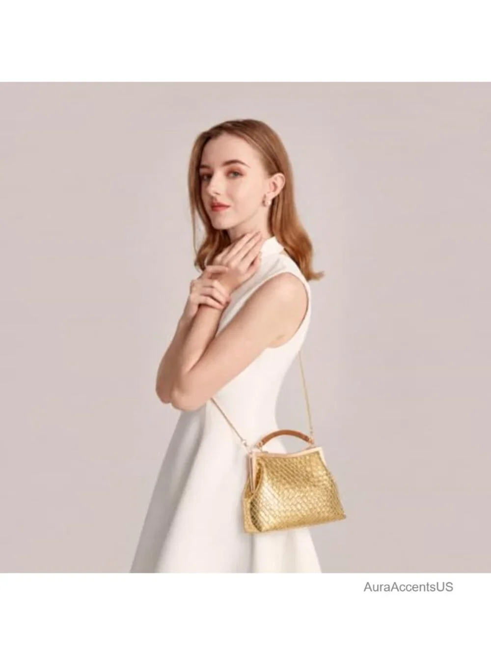 Faux Leather Clutch Crossbody with Top Handle for Wedding Party